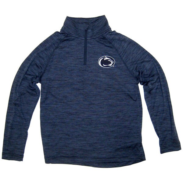 youth navy long sleeve 1/4 zip top with Penn State Athletic Logo on left chest